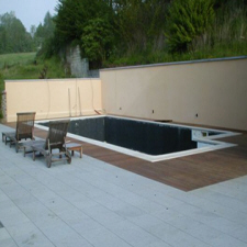 terrasse dalle sur plot pierre bleue