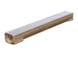 CANIVEAUX POLYMERE BETON 1M GRILLE GALVANISEE HAUTEUR 11CM